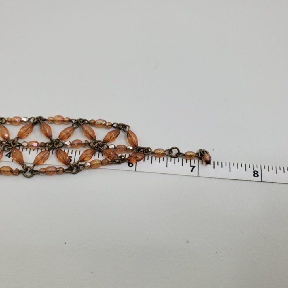 Beaded Bracelet Orange Brown Geometric Chain Geome‎ - Picture 5 of 5